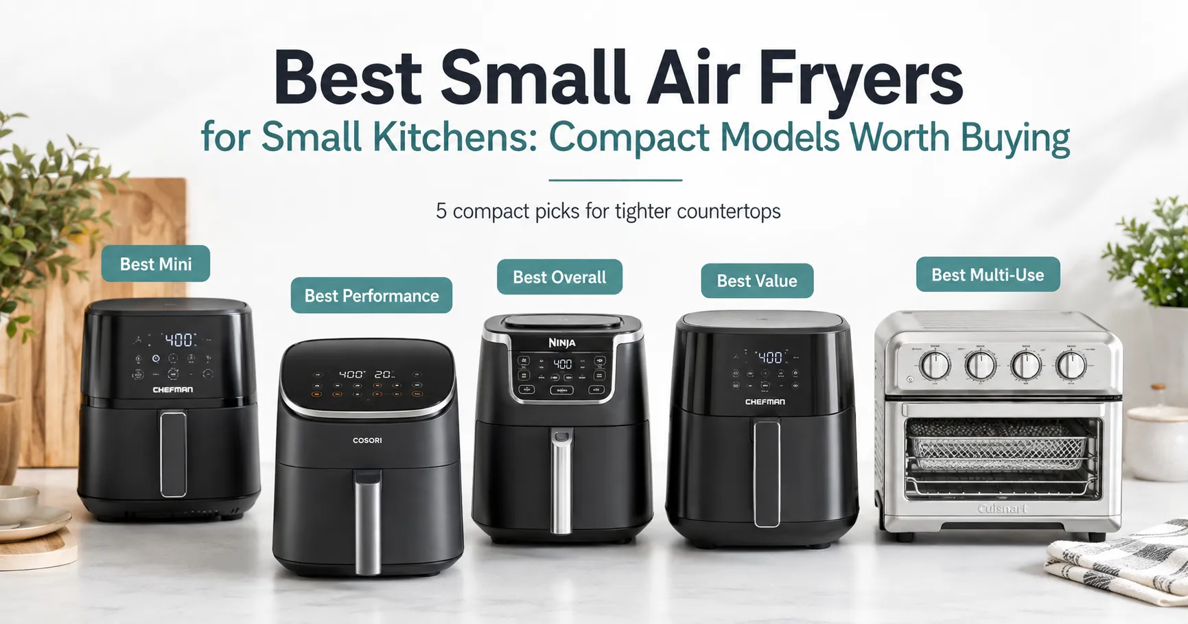 Best small air fryers for small kitchens comparison featuring compact models