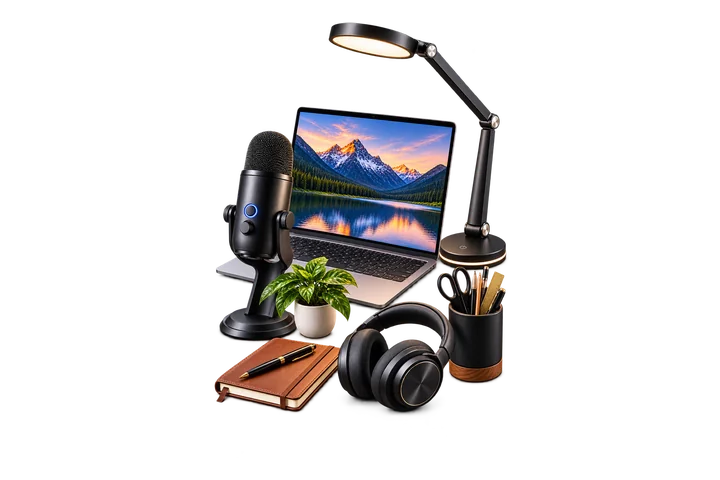 Office study workspace and creator gear